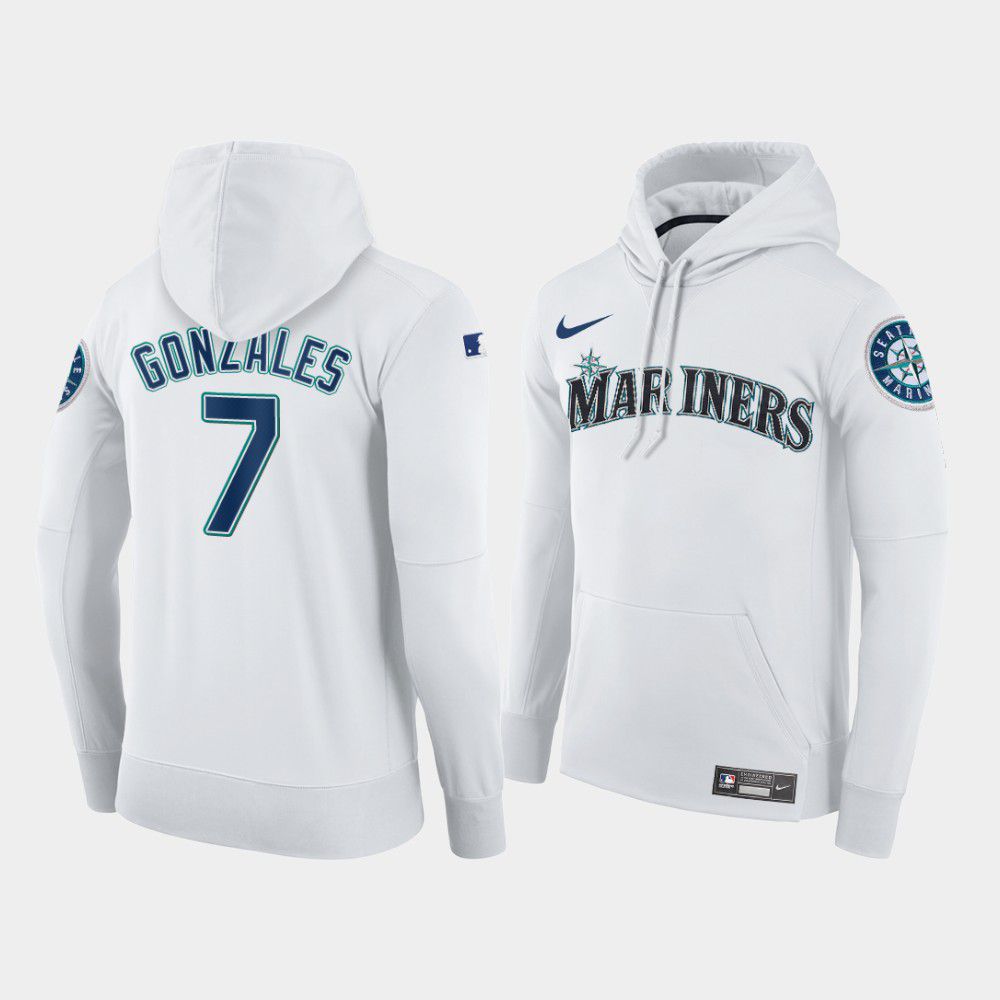 Cheap Men Seattle Mariners 7 Gonzales white home hoodie 2021 MLB Nike Jerseys